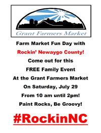 Our regular Farmers Market featuring fresh produce, baked goods, and homemade items available for purchase, plus a #RockinNC event.  The RockinNC event is free and fun for families.